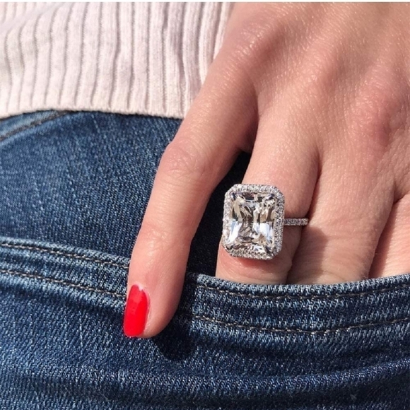 Radiant Cut Diamond S925 Engagement Wedding Band - Picture 5 of 6